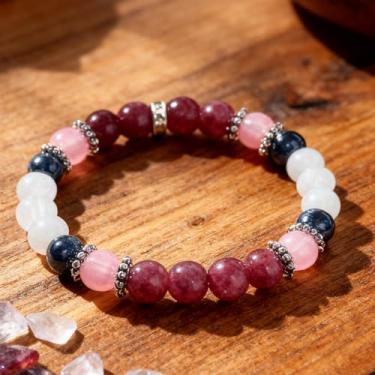 Imagem de Pulseiras elásticas com contas para mulheres pulseira de hematita de quartzo rosa para presente de joias de luz guia perfeita para equilíbrio emocional, One Size, Pedra, Sem Pedra Preciosa