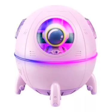 Imagem de Umidificador de Ar Astronauta Cápsula Espacial, Rosa-claro, 220ml, Portátil, com Difusor de Aromas, Lanterna Noturna, Desligamento Automático