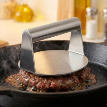 Imagem de Smash Burger Press-Grill Essential, aço inoxidável, antiaderente, máquina de hambúrguer, prensa de hambúrguer, para chapa plana, ferramenta de cozinha redonda, 14 cm