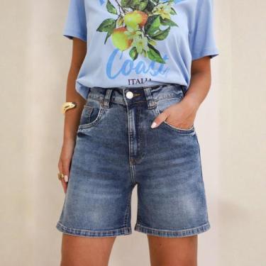 Imagem de Shorts Jeans Cintura Alta 1/2 Coxa Feminino Revanche Albolote, 38