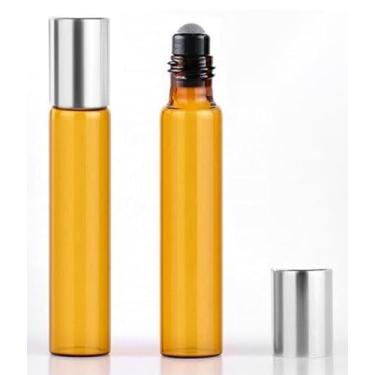 Imagem de Kit 3 Unidades - Frasco de Vidro Âmbar Roll-on, 10ml, Tampa Prata