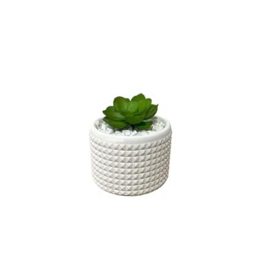 Imagem de Kit 4 Vasos Decorativos de Gesso Texturizado | para Suculentas, Cactus e Plantas Artificiais Decorativas | Decoração para Casa e Sala(4xMODELO2)