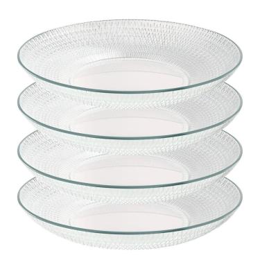 Imagem de Jogo 4 Prato Fundo De Vidro Gema Plus Transparente 22,5cm Class Home