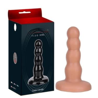 Imagem de Plug Anal Sem Vibro 4 Gomos Iniciante Sinuoso Treinamento Progressivo 12.5x3cm Plug Dilatador KT415 (NATURAL)