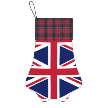 Imagem de SKKNT Meias de Natal com estampa de bandeira do Reino Unido, animais de estimação, decoração de Natal, cães, gatos, árvore, presente conveniente