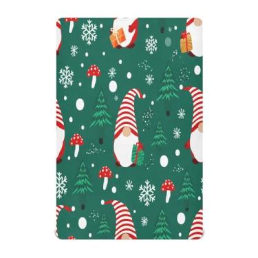 Imagem de Qilmy Lençóis de berço de gnomos de Natal, macio e respirável, de microfibra elástica, lençol com elástico para meninos e meninas, 132 x 71 cm, capa de colchão infantil portátil