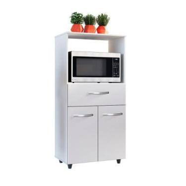 Imagem de Balcão Multiuso Para Micro-ondas 2 Portas 1 Gaveta Nalu Branco - MOBLI