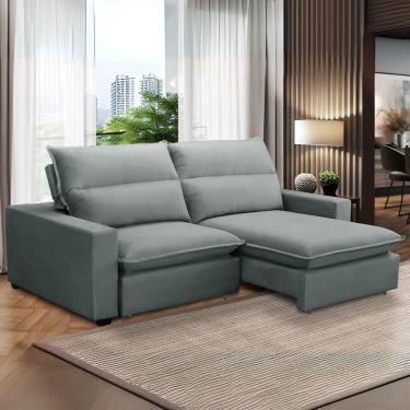 Imagem de Sofa Retratil Reclinavel 2 Lugares 2m Andreza Veludo Lansof Cinza