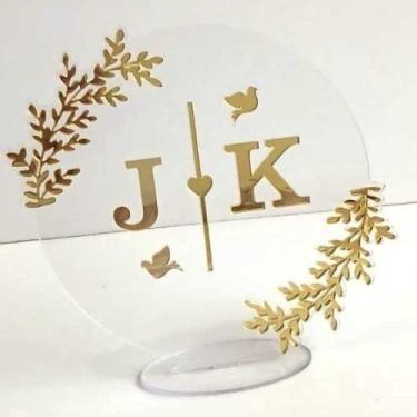 Imagem de Topo de Bolo Clean para Casamento e Aniversário em Acrílico Espelhado 