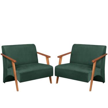 Imagem de Poltrona Namoradeira Venus Braço Madeira Maciça Suede Unidecor Verde