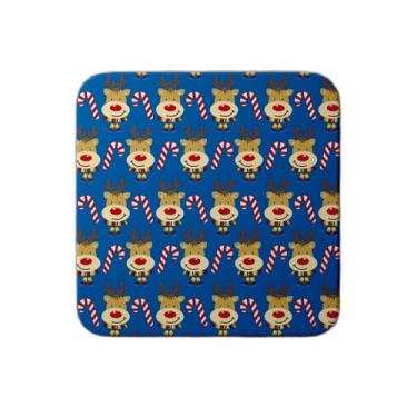 Imagem de Ladrilho Decorativo de Cerâmica Natalino com Estampa de Renas e Cana-de-Açúcar