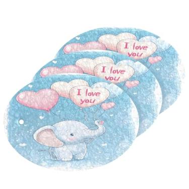 Imagem de Wassud Esponjas de balão de coração de elefante de desenho animado, esponjas de polpa de madeira, esponjas de lavar louça para louças, panelas, utensílios de limpeza de casa de banho domésticos