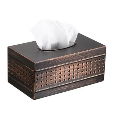 Imagem de KoKone Capa de caixa de lenços de papel higiênico retangular de ferro galvanizado resistente com acabamento de tinta assada para casa, escritório elegante suporte de lenços para penteadeira, mesa
