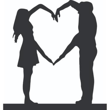 Imagem de Enfeite Decorativo de Mesa Silhueta Família em MDF para Sala Quarto Escritório Decoração Moderna (Casal SL-F34)