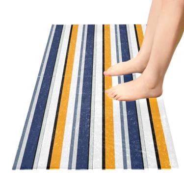 Imagem de TSENQUE Tapete de cozinha colorido listrado abstrato, tapetes de decoração ao ar livre antiderrapante tapete de banheiro absorvente para decoração de quarto de casa, 99 cm x 50 cm