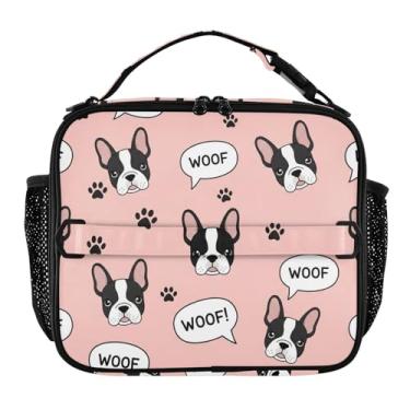 Imagem de Joisal Lancheira fofa de buldogue francês preto e branco para mulheres, meninas, lancheira masculina e infantil, lancheira para trabalho, reutilizável para alimentos, isolada para escola