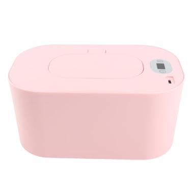 Imagem de Alomejor Aquecedor de Lenços Umedecidos para Bebês, Caixa Aquecedora de Aquecimento Superior Com Display LED de Temperatura Ajustável, Grande Capacidade Alimentado por USB para Troca (Rosa)
