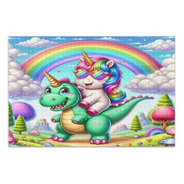 Imagem de Quebra-cabeças de unicórnios arco-íris para adultos com letras nas costas para adultos 500 peças