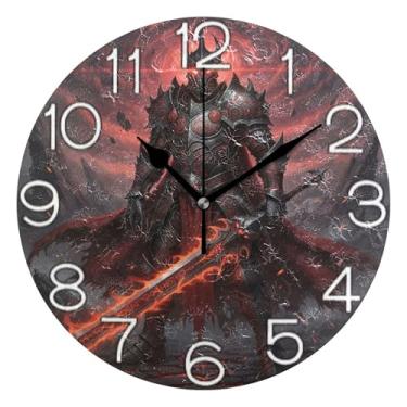 Imagem de GAIGEO Relógio de parede analógico decorativo operado por bateria silencioso relógio de cozinha rústico, moderno decoração de parede para sala de estar número de relógio branco com Kedu, 25 cm