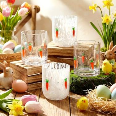 Imagem de LemonRoad 4 peças de copos de suco de ícone de Natal de 340 g, copos de vinho sem haste, guirlanda de árvore de Natal, copos duplos para bebidas de férias de inverno, suprimentos de festa, presentes