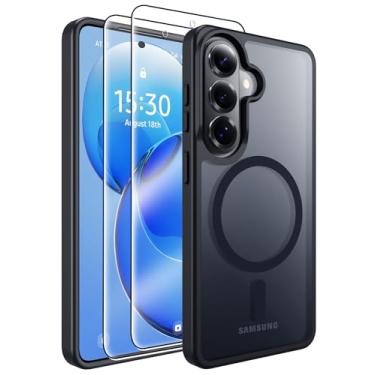 Imagem de MOZOTER Capa magnética para Samsung Galaxy S26 Plus, [compatível com MagSafe] [3,5 m militar à prova de quedas][2 protetores de tela] Capa traseira antiderrapante translúcida fina à prova de choque