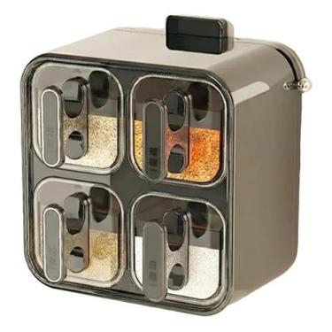 Imagem de Porta Temperos de Parede com Ventosa  Organizador de Cozinha com 4 Div