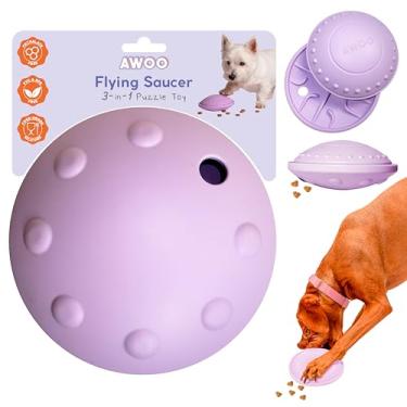 Imagem de Awoo Brinquedo de pires voadores – Quebra-cabeça 3 em 1 de silicone para cães, tapete para lamber e alimentador lento – brinquedo seguro para lava-louças – envolve cães em um jogo de alimentação lenta