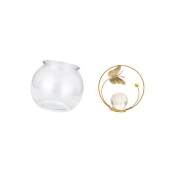 Imagem de Fenteer Escultura de Aquário de Cristal Transparente, Ornamento de Estatueta de Metal Transparente, Suporte para Tigela, Vaso, Decoração de Mesa de Escritório