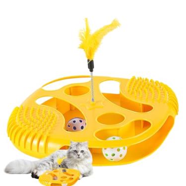 Imagem de Brinquedo De Pista Para Gatos | Brinquedo De Bola Rolante Com Penas | Jogo para Alívio do Estresse de Felinos | Destinado A Alívio Do Tédio, Exercício, Entretenimento, Enriquecimento E Treino Diário E