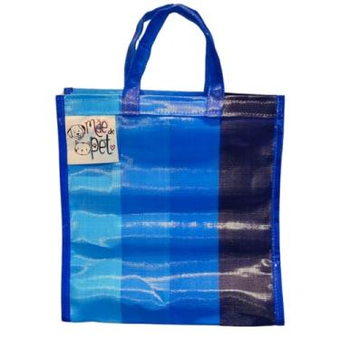 Imagem de Sacola Reutilizável 37x37x16cm | Suporta 25kg | Colorida, Sustentável e Personalizada com Frases | Presente | Praia | Feira | Mercado (Mãe de Pet, Azul 4 Tons)