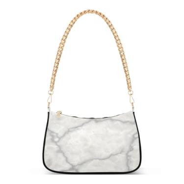 Imagem de Bolsa de ombro elegante de corrente cinza mármore, bolsa Hobo feminina com opções de transporte versáteis para o dia a dia e à noite