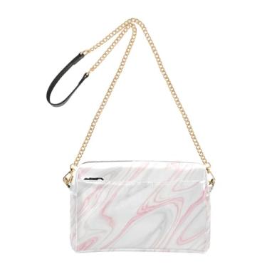 Imagem de Joitme Bolsa feminina transversal para celular, linda bolsa de ombro de couro sintético com alça de corrente, branco pastel, cinza, rosa