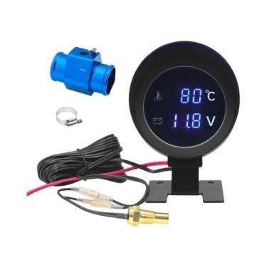 Imagem de Medidor Digital De Temperatura Da Água LED 12V 24V Voltmeter Redondo C