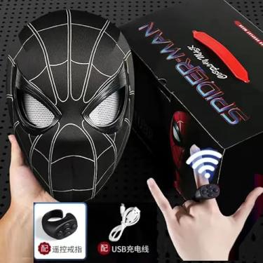 Imagem de Máscara de Super Herói Homem Aranha, Miles Morales, para Crianças e Adultos, Máscara elétrica, Pisca e Acende, Versão elétrica (Homem aranha black)