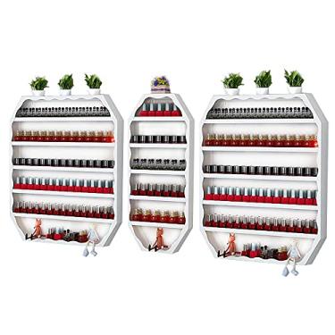 Imagem de Prateleiras de metal para armazenamento de esmaltes de parede, suporte de parede de ferro de 6 camadas, conjunto de prateleiras de esmalte para salão de unhas, prateleira de perfume, organizador de