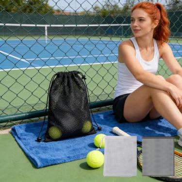 Imagem de 6 bolsas de malha com cordão de 15,7 x 33,7 cm com cadeado multiuso sacos de armazenamento para academia, bolas de tênis, praia, lavanderia