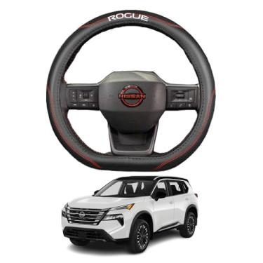 Imagem de Kakash Acessórios interiores personalizados para Nissan Rogue 2014-2021 2022 2023 2024 2025 2026 Capas de volante antiderrapantes Sporty Racing couro sintético ergonômico alça confortável 1 pçs