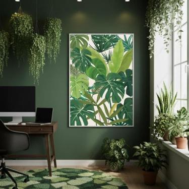 Imagem de Quadro Decorativo Folhagem Tropical 70X50Cm Mold Branca - Quadros On-L