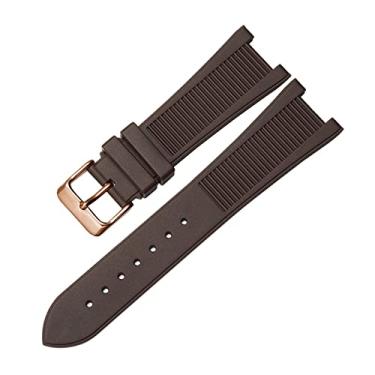Imagem de KAPPDE Correia de silicone PP Patek Philippe 5711 5712g Nautilus Watch Strap Special Interface 25 mm x 13 mm (marrom - ouro rosa)