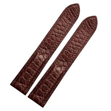 Imagem de AHGDDA Pulseira de relógio de couro de crocodilo, para relógio Cartier de 20 mm, chaveiro de couro London Calibo Watch Chain feminina 20 mm (marrom sem fivela, 20 mm)