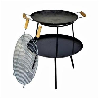 Imagem de Lareira Churrasqueira Redonda Chapa Picanheira e Grelha 50cm - Ouro Mi