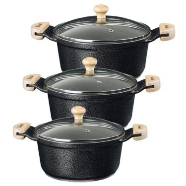 Imagem de Jogo Panela Preto Craq Antiaderente Cerâmica Javali Am 26A30