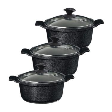 Imagem de Jogo Panela Preto Craq Antiaderente Cerâmica Javali Aa 26A30