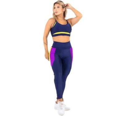 Imagem de Conjunto Feminino Roupa De Academia Tricolo Top Alcinha Bojo - HYPE MO