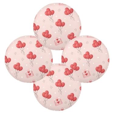 Imagem de Wassud Jogo americano conjunto de 4 envelopes de balões de coração tapetes de mesa redondos para cozinha e jantar tapetes laváveis resistentes ao calor decoração de mesa 39 cm