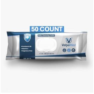 Imagem de ValyaMed Toalhetes corporais para adultos, lenços corporais GG, lenços para adultos para idosos, lenços para incontinência sem álcool, sem parabenos, sem fragrância, vitamina E, provitamina B5 - 28 x