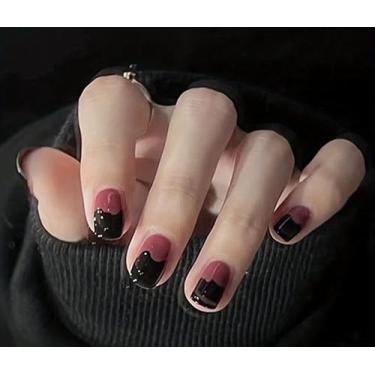 Imagem de Unhas quadradas de pressão, unhas macias de gel curto, 12 tamanhos – 24 kit de manicure falso, reutilizável e fofo, bloco de cores doces e legais
