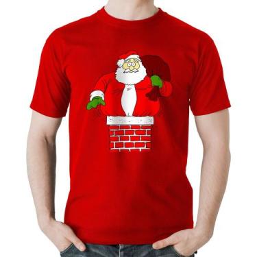 Imagem de Camiseta Algodão Papai Noel Chaminé - Foca na Moda, Vermelho, GGG