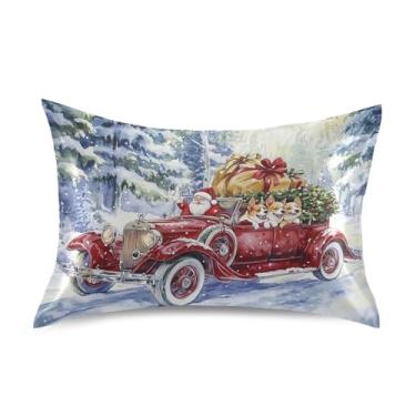 Imagem de Blueangle Fronha de cetim de carro vermelho vintage para cabelo e pele fronha de seda, tamanho padrão (50,8 x 66 cm) - fronhas de cetim com fecho de envelope (962)