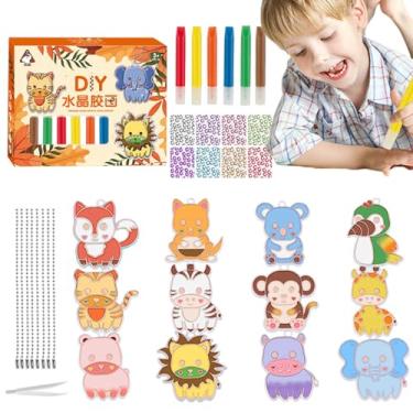 Imagem de Ornamentos de arte de pintura de DIY | Kit de chaveiros de artes e ofícios com pingente de pintura de | Brinquedo educacional de com cola em cor de assado gratuitamente para meninos e meninas